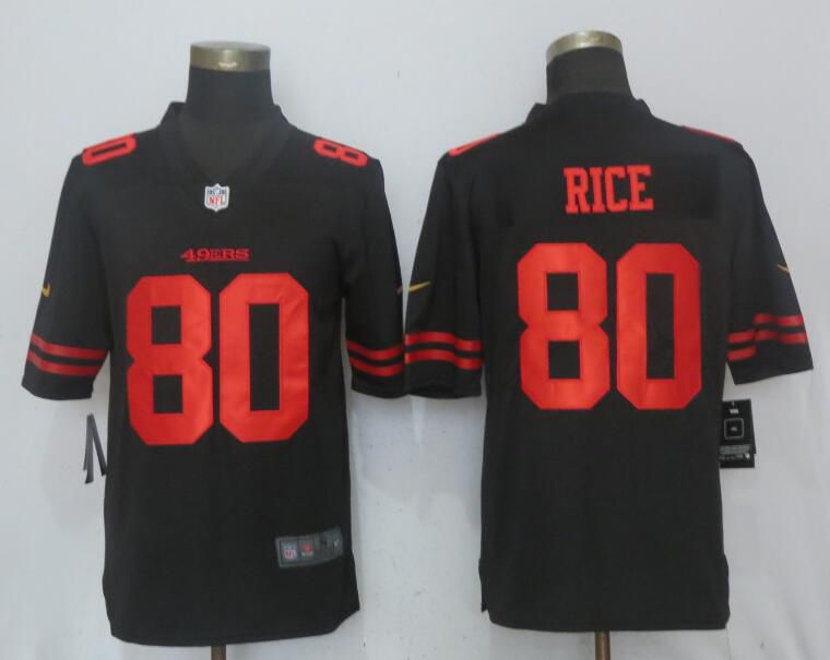 Men San Francisco 49ers 80 Rice Black Vapor Untouchable Limited Player Nike NFL Jerseys